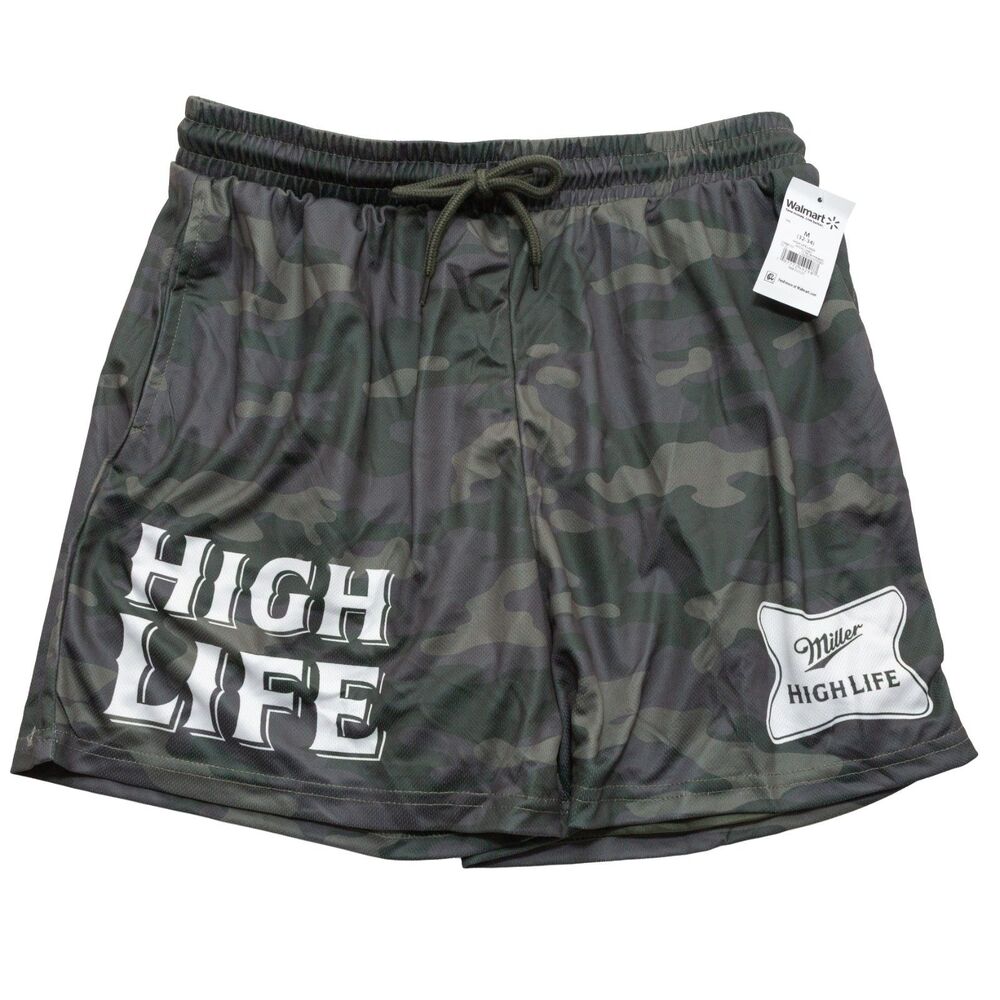 MAD Engine Miller High Life Camo Athletic Shorts Men's Medium Beer Lounge NWT